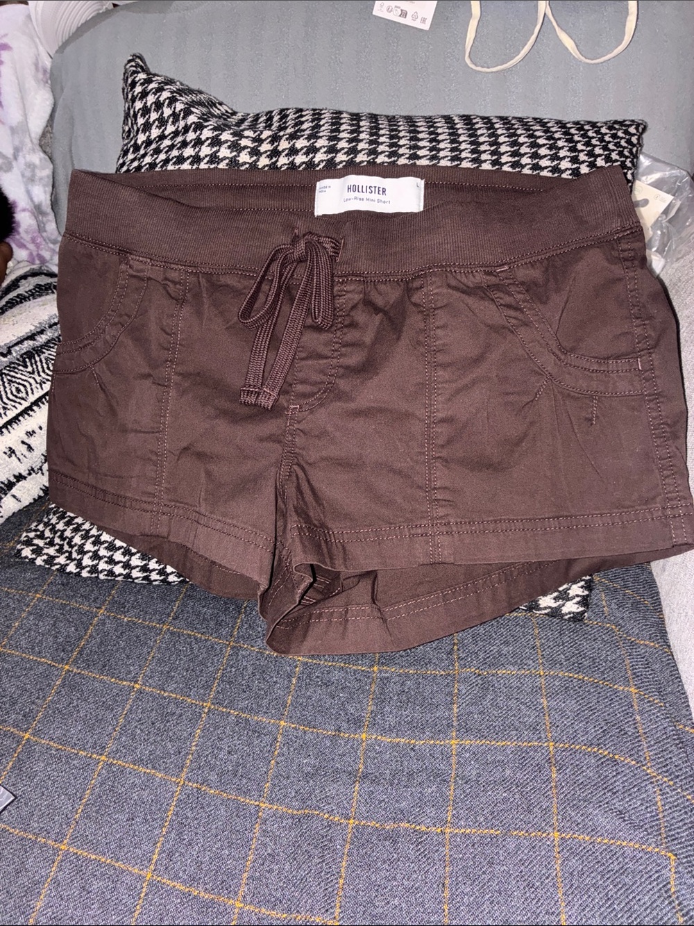 Hollister Women's Dark Brown Drawstring Athletic Shorts